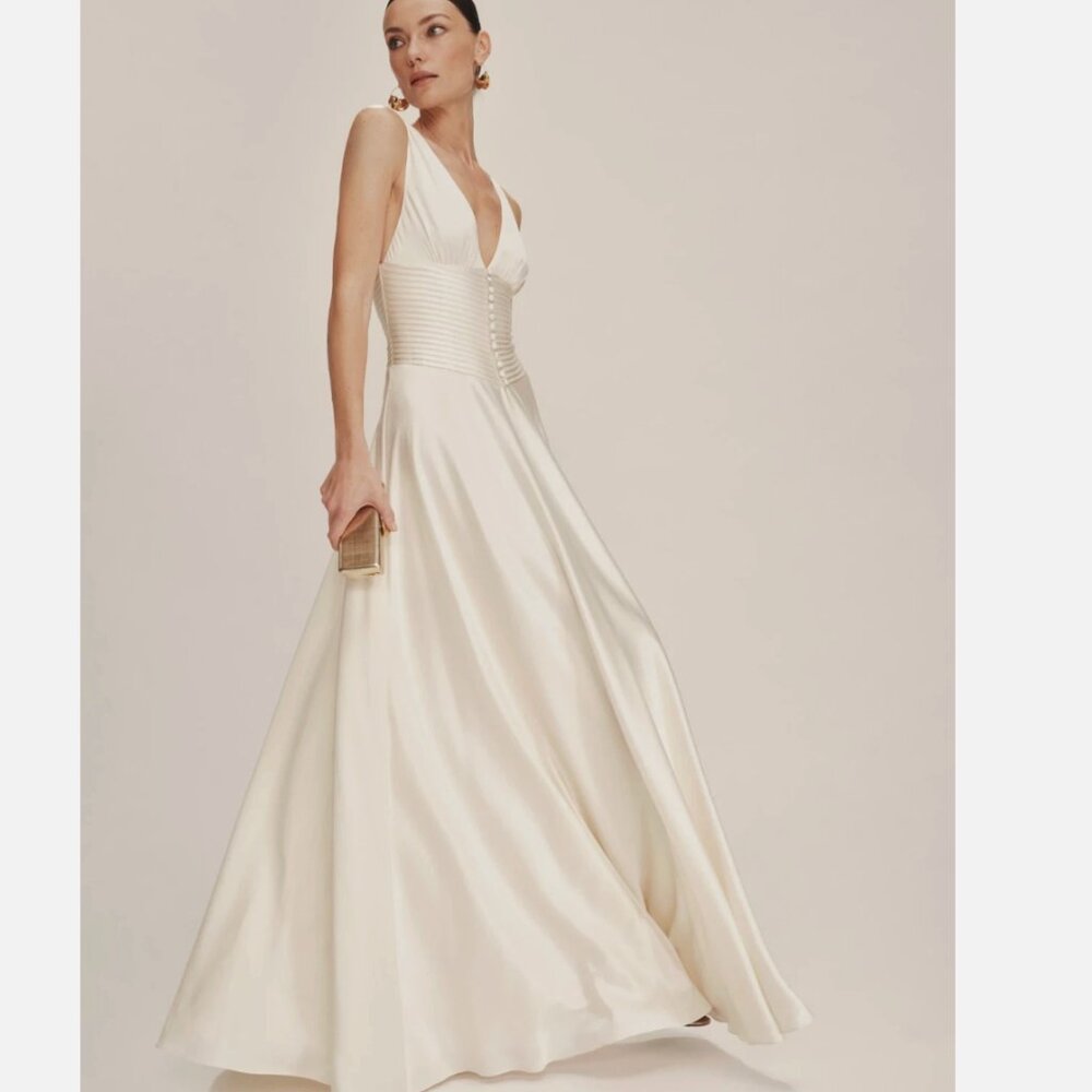 NWT Reformation Arianwen Satin Maxi Dress Size 8